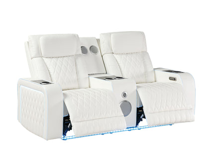 Electra - Power Reclining Loveseat With Power Headrests, Console, Speakers, Massage, LED Lighting And USB Control