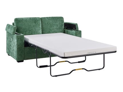 Pull Out Sofa Bed Loveseat With Twin Mattress, Cup Holders And Arm Storage