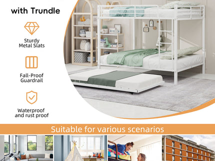 Bunk Bed For Kids, Convertible Frame With Ladders & Guardrail