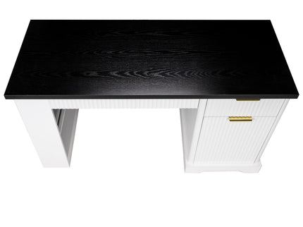 Modern Fluted Office Desk With Storage Cabinet
