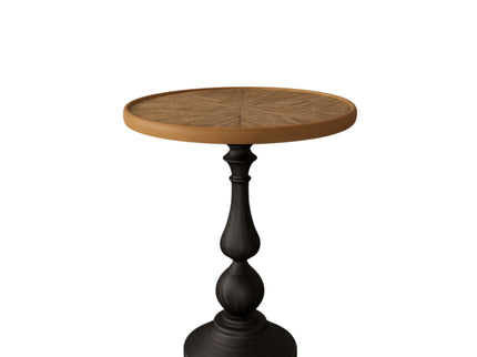 Round End Table With Pedestal Base - Natural Wood