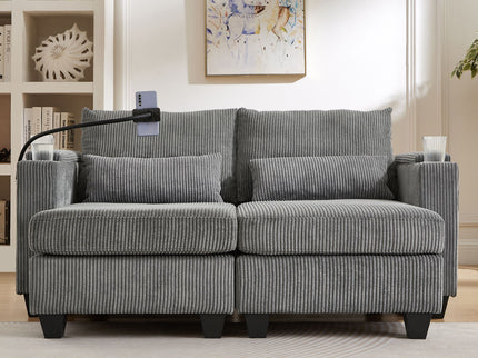 Convertible Chaise Lounge Sofa Chair With USB Ports, Cup Holders, Phone Holder And Storage