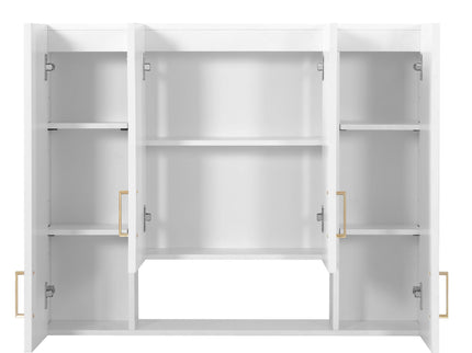 Wall Mounted Medicine Cabinet With 5 Adjustable Shelves, Exquisite Carving - White