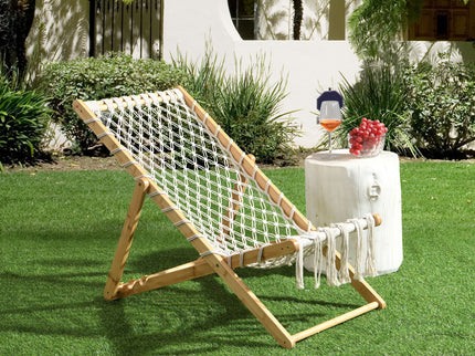 Bamboo Weaving Chair Set With Handwoven Rope For Patio And Living Spaces - Natural