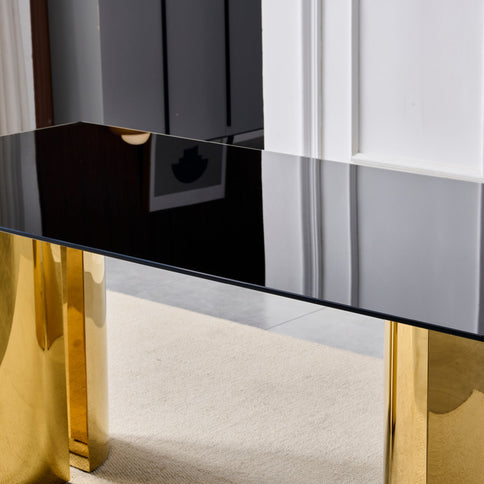 Rectangular Dining Table - Gold / Black