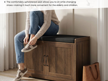 Entryway Shoe Bench With Double Doors