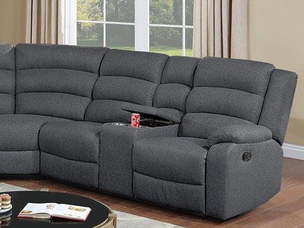 Manual Motion Reclining Loveseat 3 Piece Sectional Set With Console Storage And Cup Holders