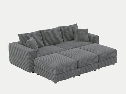 Convertible Deep Seat Sofa With Soft Pillows And Ottomans