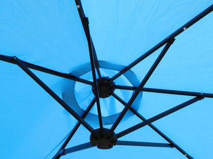 Double- Sided Outdoor Market Umbrella With Lights And Base