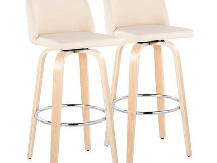 Toriano - Contemporary Fixed Height Barstool & Swivel With Round Footrest (Set of 2)