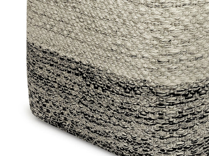 Macie - Square Woven Outdoor / Indoor Pouf - Gray / White