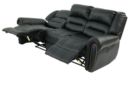 Plush Relax 1 Piece Power Reclining Sofa With Padded Armrests, 3 Seat Living Room Furniture - Black