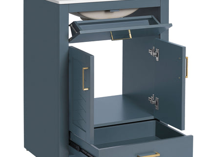 Modern Bathroom Vanity With Integrated Ceramic Sink, 2 Door Cabinet With Tip-Out Drawer