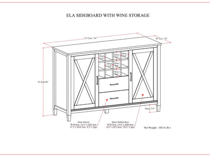Ela - Sideboard With Wine Storage - Smoky Brown
