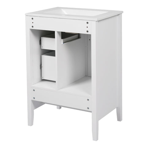 Freestanding Bathroom Vanity With Sink, Soft Closing Cabinet And Drawers - White