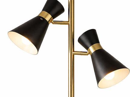 Axis - Floor Lamp With 4 Way Switch Double Spots With Base - Black / Gold