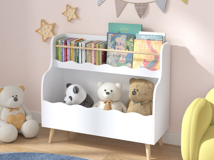Kids Bookcase, Children Book Organizer Toy Storage Cabinet - White