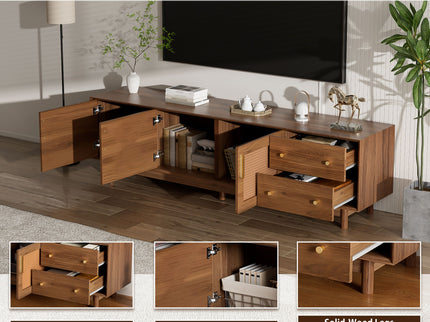 70" TV Stand With Beveled Edge Design - Brown