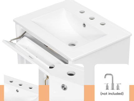 Freestanding Bathroom Vanity With Sink, 3 Drawers & Flip-Out Drawer