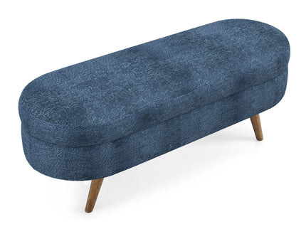 Modern Ottoman Oval Storage Bench With Rubber Wood Legs