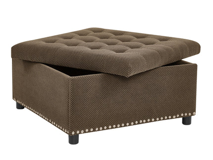 Square Tufted Storage Ottoman With Nailhead Trim