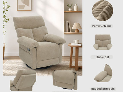 Swivel Rocker Recliner Chair With Manual Recline For Living Room