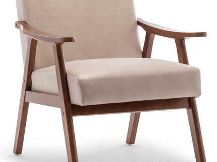 Mid Century Modern Accent Chair With Solid Wood Frame And Extra Thick Backrest
