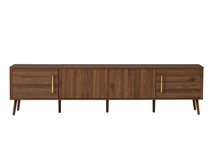 TV Stand For TVs Up To 85" With Fluted Door, Cable Management, Soft-Closing Hinges - Walnut