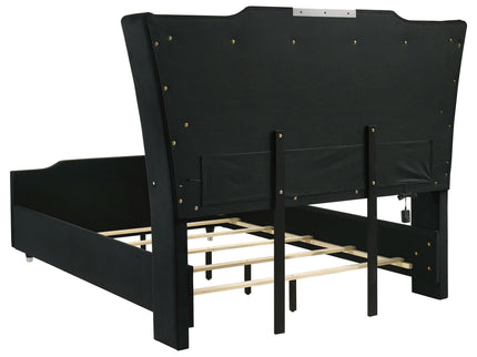 Mika - LED Upholstered Bed With Tufted Wingback Headboard And Ambient Lighting