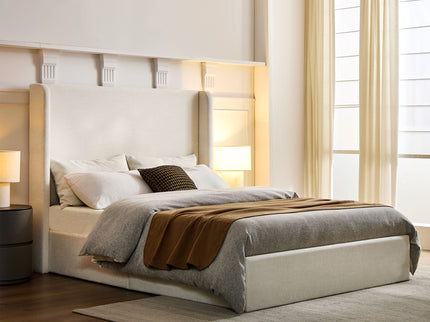 Carmen - Full Size Upholstered Wingback Bed - Ivory