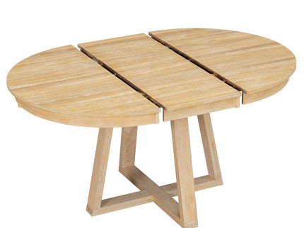 Dining Set With Leaf Round Table And 4 Upholstered Chairs