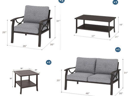 Patio Furniture Set With Coffee Table And Cushions For Backyard