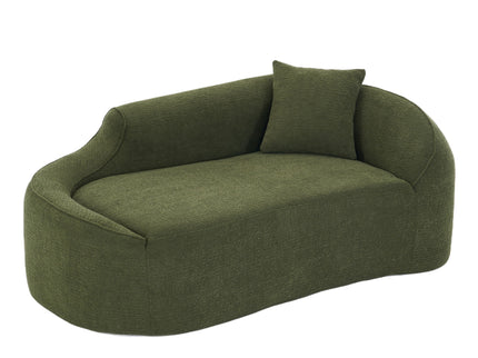 Compression Curved Chaise Longue Chair Indoor Loveseat Sofa Bed With Deep Seat And Pillow - Green