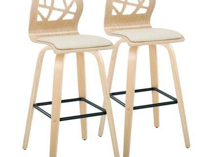 Folia - Contemporary Fixed Height Stool With Swivel With Square Footrest (Set of 2)