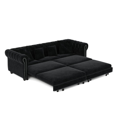 3 In 1 Convertible Sleeper Sofa Bed With Movable Ottoman