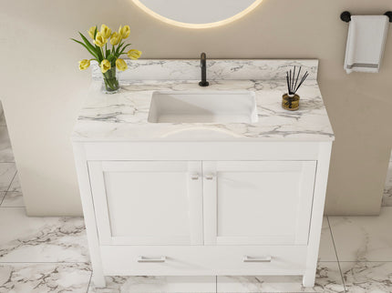 43" Bathroom Vanity, Multi Functional Cabinet - White