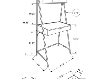 Computer Desk For Home Office, Laptop, Leaning, Storage Drawers, Contemporary & Modern