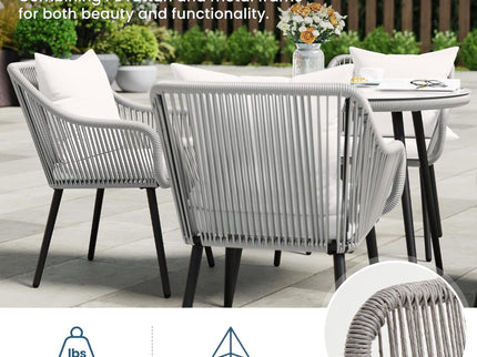 5 Piece Twisted Rattan Patio Dining Set With Table