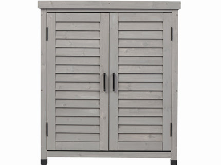 Potting Bench With Storage Cabinet And Metal Table Top For Outdoor