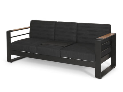 Giovanna - 3 Seater Sofa With Aluminum Frame And Water Repellence Cushions - Black