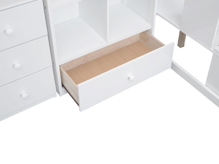 Loft Bed With L Shaped Desk, Drawers, Cabinet, And Storage Staircase