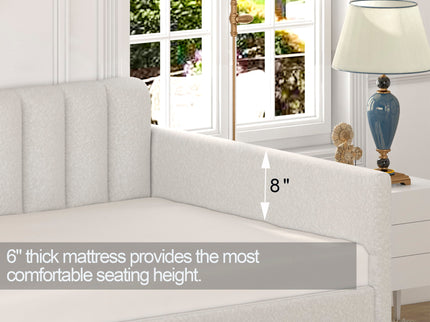 Elena - Boucle Upholstered Daybed, Ribbed Tufted Backrest