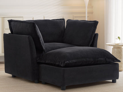 Modern Cozy Upholstered Armchair Sofa With Movable Ottoman