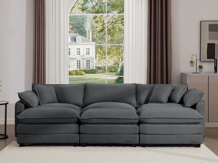 Modular Oversized Cushion Sofa With Ottoman, Low Back, Deep Seating Sofa Set