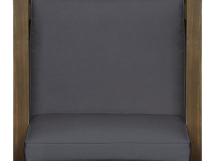 Enchanting Outdoor Club Chair With Slat Panel Design And Water Resistant Cushion - Dark Gray