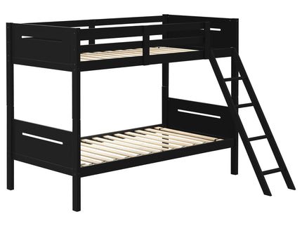 Bunk Bed With Built In Ladder, Safety Guardrails And Angled Access Step