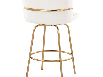 Cinch - Glam / Art Deco Fixed Height Counter Stool With Swivel With Round Footrest (Set of 2)