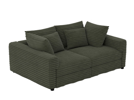 Convertible Deep Seat Sofa With Soft Pillows And Ottomans