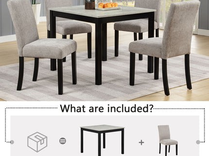 Modern 4 Person Dining Table Set With 4 Chairs
