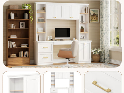 Computer Desk With Hutch, Workstation With Desk Grommet & Keyboard Tray